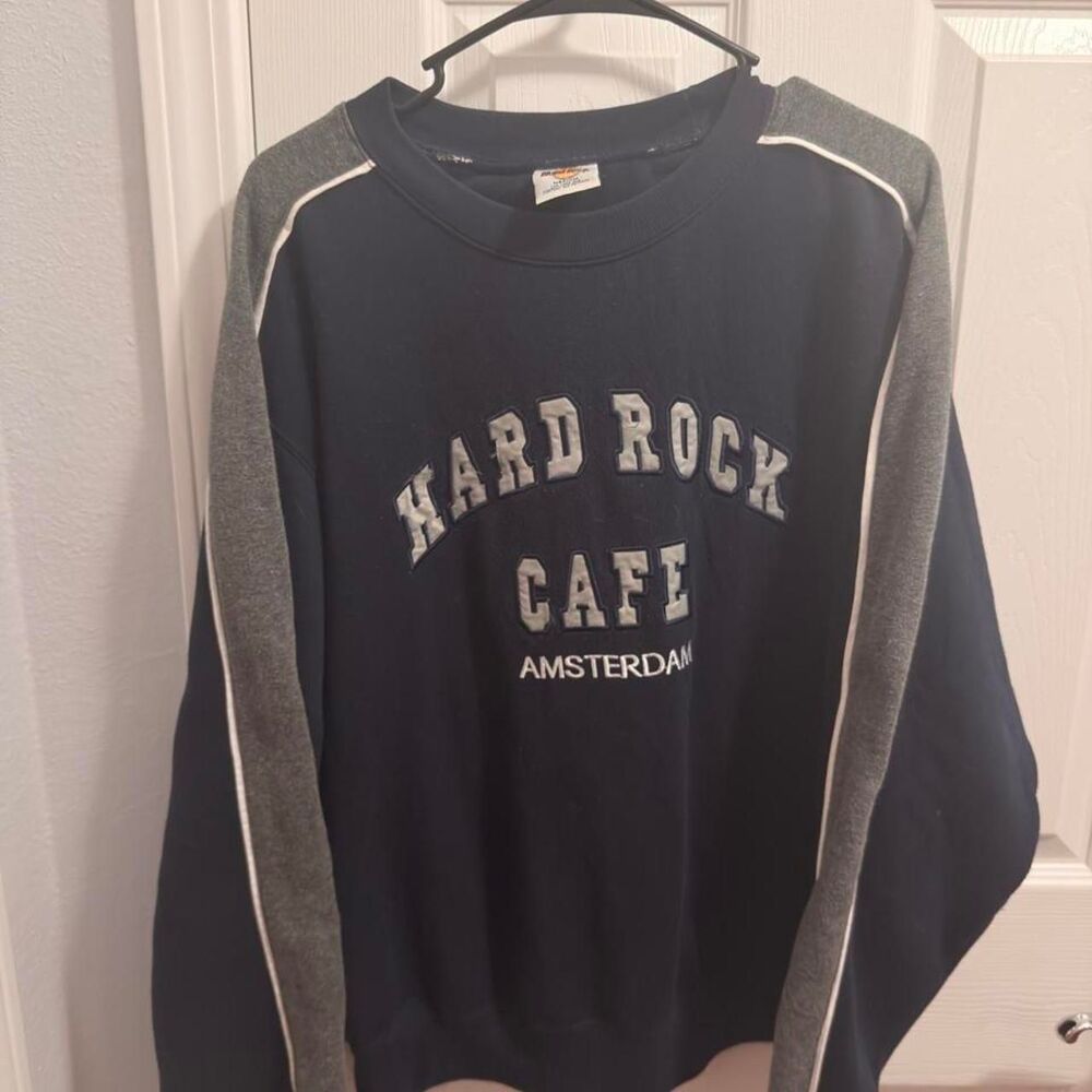 (1997-1999) Hard Rock Cafe Amsterdam Varsity Sweatshirt - Navy - M